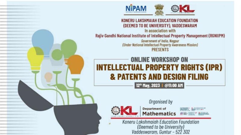 Online Workshop on Intellectual Property Rights (IPR) & Patents and Design filing, Application deadline: May 10, 2023